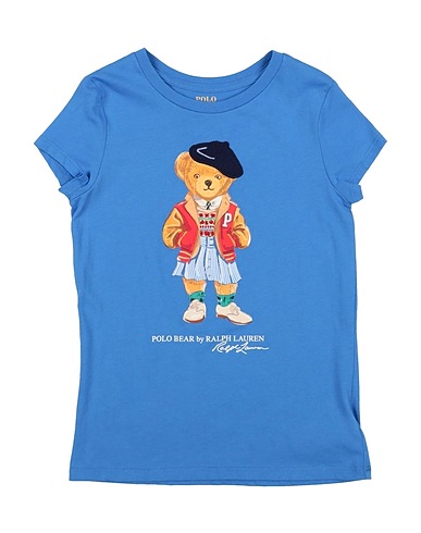 POLO RALPH LAUREN T-shirt Striped Polo Bear Cotton Jersey Tee
 Light blue 100% Cotton