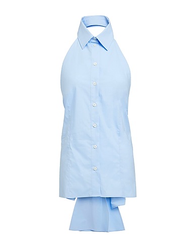 MSGM Solid color shirts & blouses Sky blue 100% Cotton