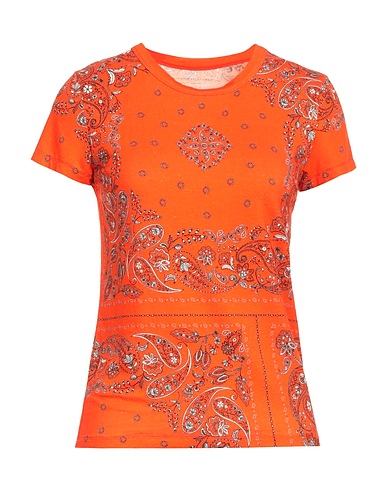 MAJESTIC FILATURES T-shirt Orange 67% Viscose, 28% Linen, 5% Elastane