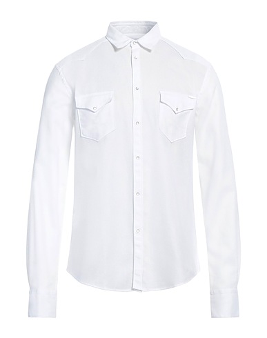 AGLINI Solid colour shirt White 100% Cotton
