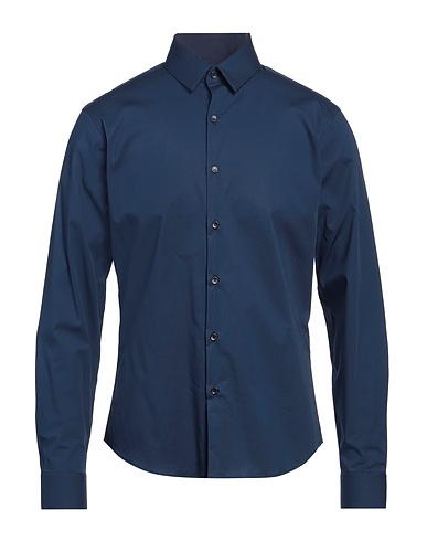 SANDRO Solid colour shirt Midnight blue 97% Cotton, 3% Elastane, Corozo