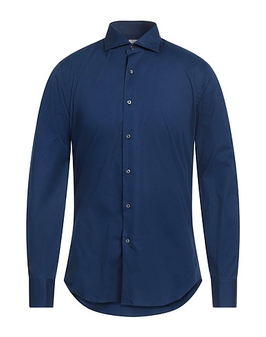 GHERARDINI Solid colour shirt Navy blue 100% Cotton