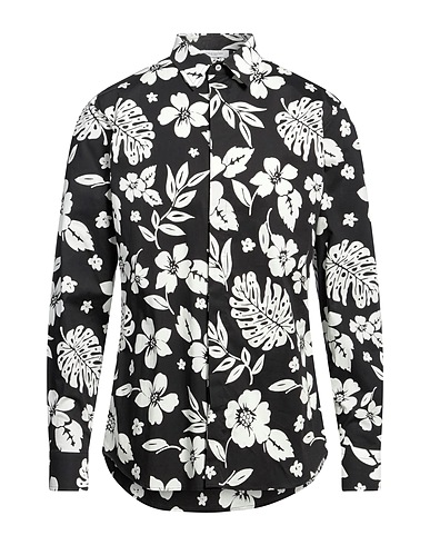 PAOLO PECORA Patterned shirt Black 97% Cotton, 3% Elastane