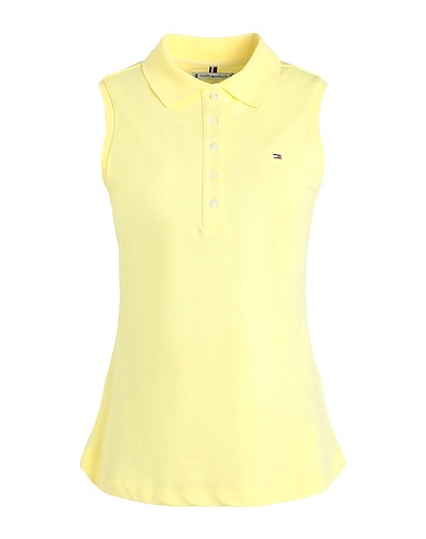 TOMMY HILFIGER Polo shirt Yellow 97% Cotton, 3% Elastane