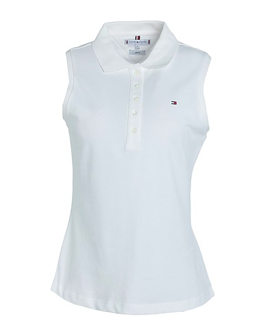 TOMMY HILFIGER Polo shirt Off white 97% Cotton, 3% Elastane
