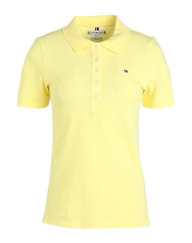 TOMMY HILFIGER Polo shirt Pastel yellow 97% Cotton, 3% Elastane