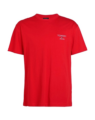 TOMMY JEANS T-shirt Red 100% Cotton