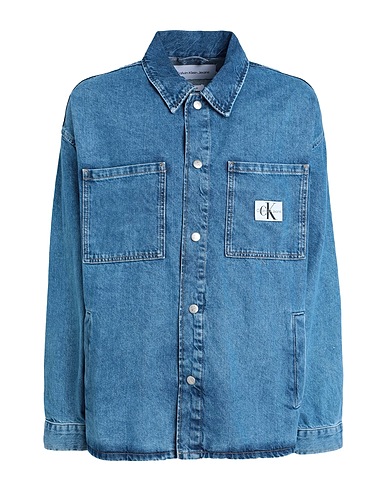 CALVIN KLEIN JEANS Jeanshemd Blau 80% Baumwolle, 20% Recycelte Baumwolle