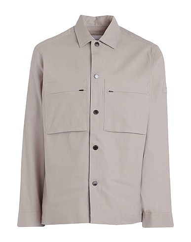 CALVIN KLEIN Einfarbiges Hemd Maulwurfsgrau 51% Lyocell, 47% Leinen, 2% Elastan