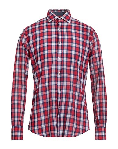 DEL SIENA Checked shirt Brick red 100% Cotton