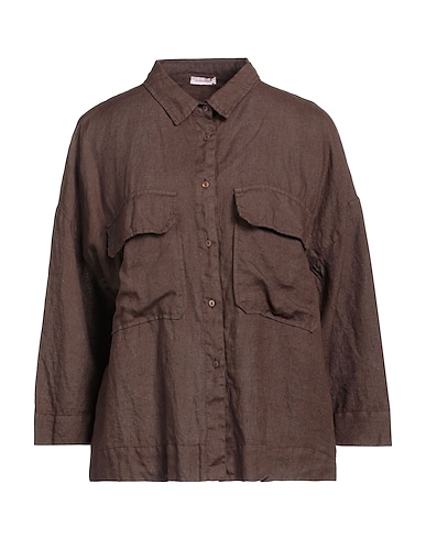 ROSSOPURO Linen shirt Dark brown 100% Linen