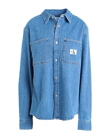 CALVIN KLEIN JEANS Denim shirt Blue 99% Cotton, 1% Elastane