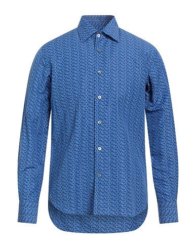 CANALI Hemd mit Muster Azurblau 65% Baumwolle, 35% Leinen