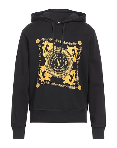 VERSACE JEANS COUTURE Hooded track jacket  Black 100% Cotton