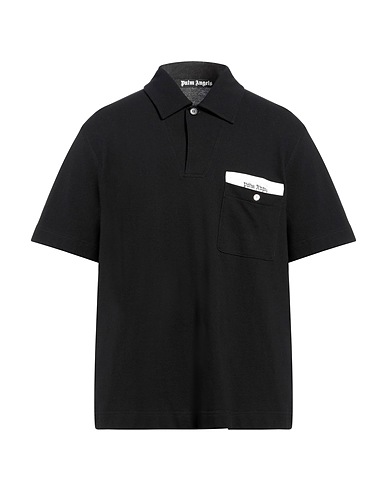 PALM ANGELS Polo Nero 100% Cotone, Poliestere