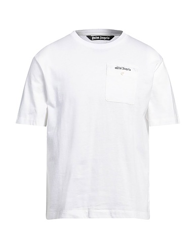 PALM ANGELS Basic T-Shirt Elfenbein 100% Baumwolle, Polyester