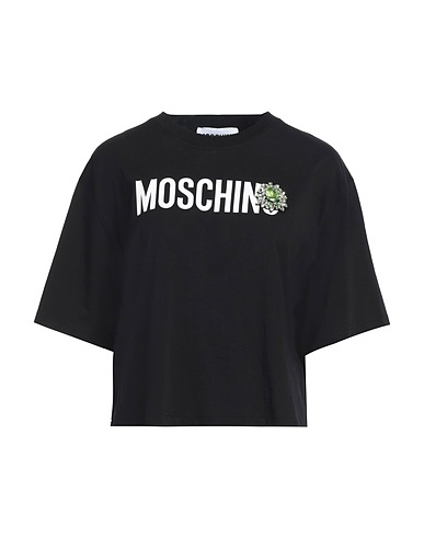 MOSCHINO T-shirt Black 100% Organic cotton, Acrylic, Glass, Polyester