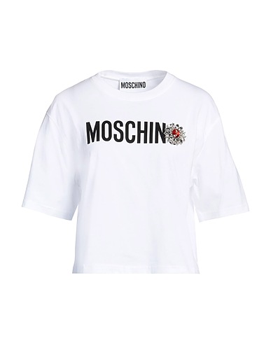 MOSCHINO T-shirt White 100% Organic cotton, Acrylic, Glass, Polyester