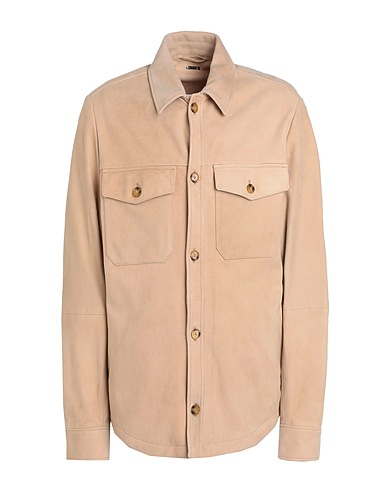 MICHAEL KORS MENS Einfarbiges Hemd Beige 100% Ziegenleder