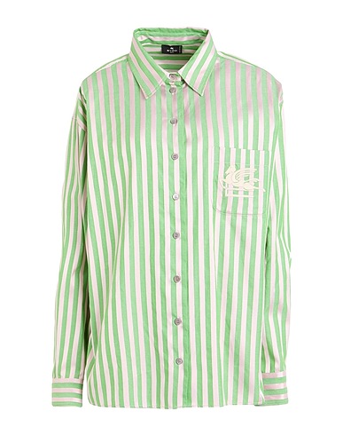 ETRO Striped shirt Light green 70% Cotton, 27% Viscose, 3% Silk