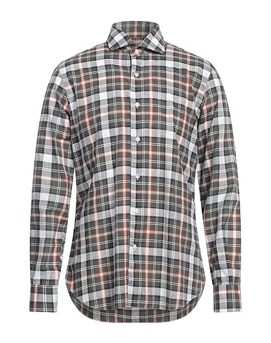 BARBA Napoli Camicia a quadri Verde militare 100% Cotone