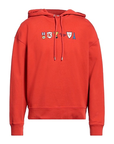 MAISON KITSUNÉ Hooded track jacket  Brick red 100% Cotton