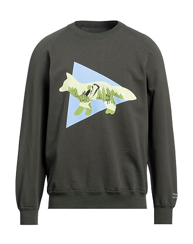 MAISON KITSUNÉ x AND WANDER Sweatshirt Militärgrün 52% Baumwolle, 48% Polyester