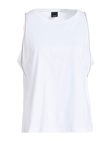 PINKO Top White 100% Cotton, Glass, Steel