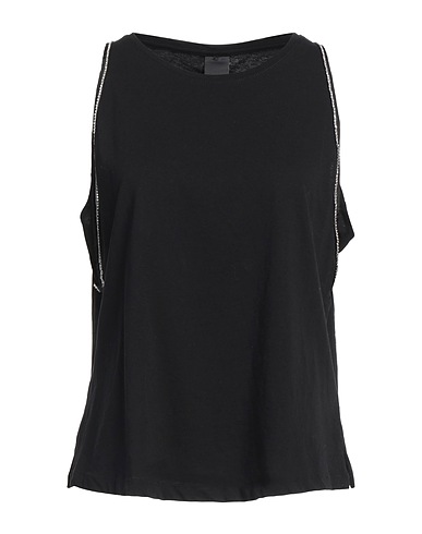 PINKO Top Black 100% Cotton, Glass, Steel