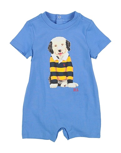 POLO RALPH LAUREN NEWBORN Dog Cotton Jersey Shortall
 Light blue 100% Cotton