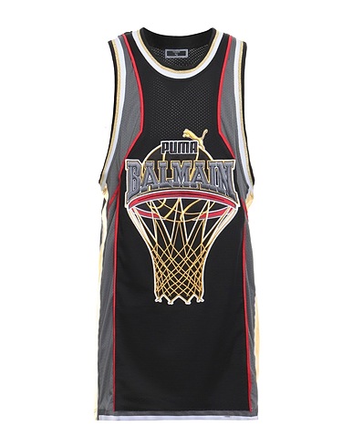 PUMA x BALMAIN Top sportivi NERO 100% Poliestere, Fibra di metallo