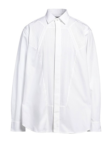 BALMAIN Einfarbiges Hemd Weiß 100% Baumwolle, Perlmutt