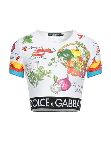 DOLCE&GABBANA Crop top White 90% Polyester, 10% Elastane