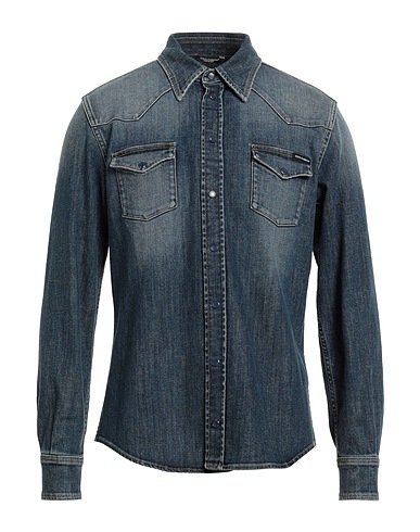 DOLCE&GABBANA Denim shirt Blue 98% Cotton, 2% Elastane