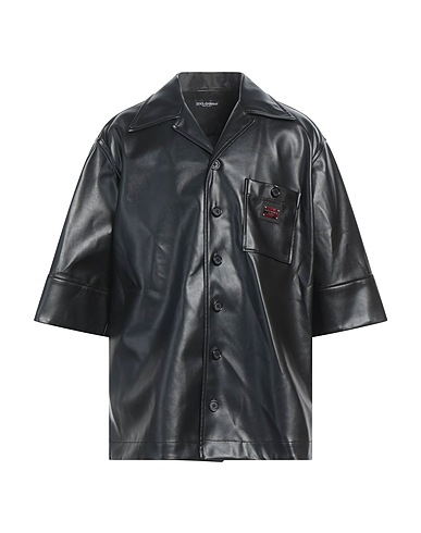 DOLCE&GABBANA Solid colour shirt Black 56% Polyurethane, 44% Polyester