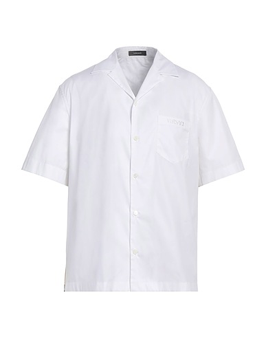 VERSACE Patterned shirt White 100% Cotton, Silk, Polyester