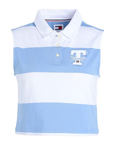 TOMMY JEANS Polo shirt Light blue 100% Cotton