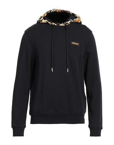 VERSACE Hooded track jacket  Black 100% Cotton, Elastane