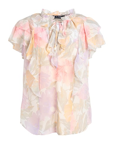 LAUREN RALPH LAUREN Top FLORAL RUFFLE-TRIM GEORGETTE BLOUSE
 Cream 100% Recycled polyester
