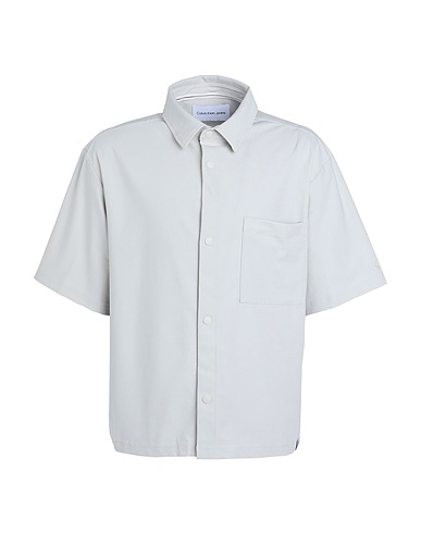 CALVIN KLEIN JEANS Camicia tinta unita Grigio chiaro 100% Poliestere