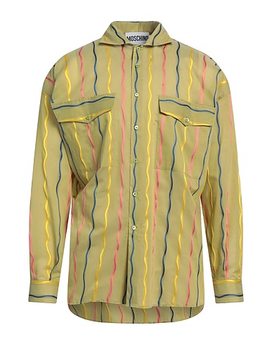 MOSCHINO Striped shirt Sage green 59% Cotton, 27% Polyamide, 14% Polyester