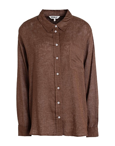 ONLY Camicie e bluse tinta unita Marrone 55% Livaeco di Birla Cellulose™, 45% Lino