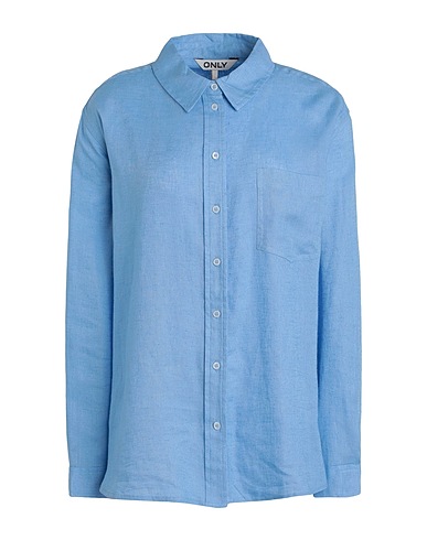 ONLY Solid color shirts & blouses Light blue 55% Livaeco by Birla Cellulose™, 45% Linen