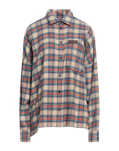 DSQUARED2 Checked shirt Sand 100% Cotton, Cow leather