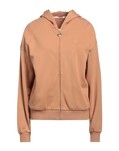 SUN 68 Hooded track jacket  Beige 87% Cotton, 13% Polyester