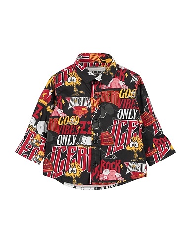 ICEBERG Patterned shirt Black 97% Cotton, 3% Elastane