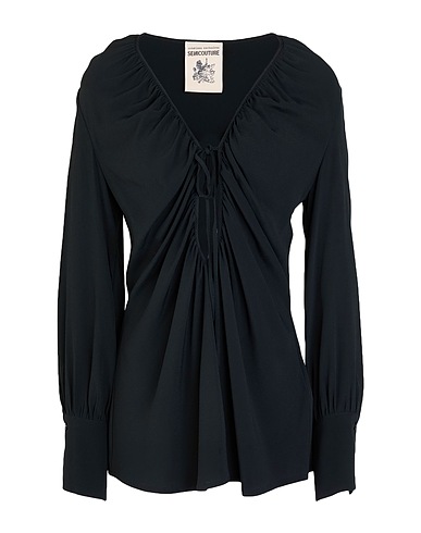 SEMICOUTURE Top Black 65% Acetate, 35% Silk