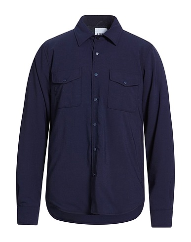 ASPESI Solid color shirt Navy 53% Polyester, 43% Virgin Wool, 4% Elastane