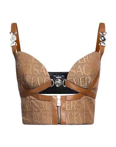 VERSACE Top Camel 60% Polyester, 40% Cotton, Lambskin