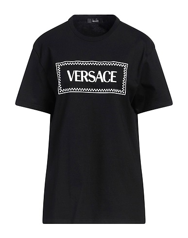 VERSACE T-shirt Black 100% Cotton, Elastane